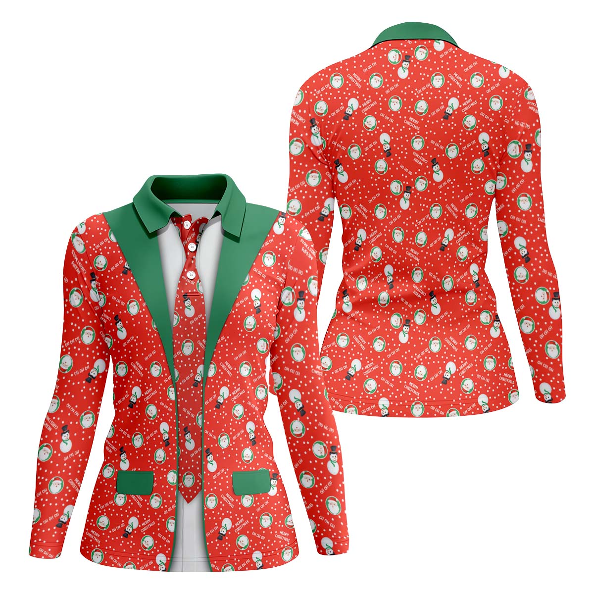 Ho Ho Ho Merry Christmas Funny Print Women's Golf Tops, Christmas Golf Shirt, Ladies Golf Polos