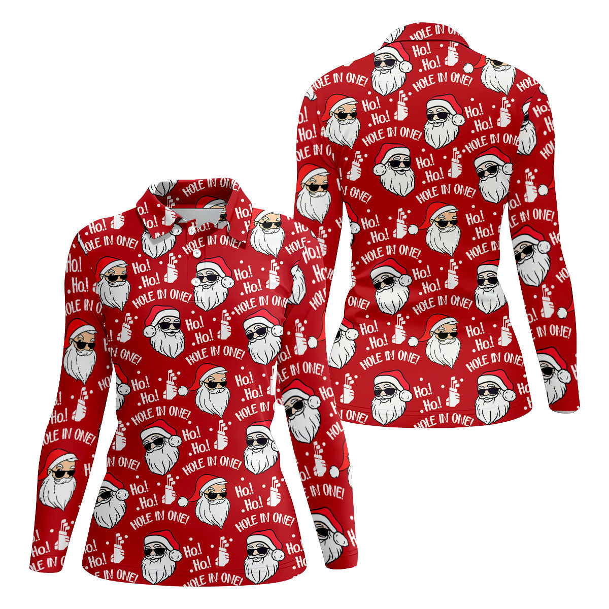 Ho Ho Hole In One Funny Santa Red Christmas Women Golf Top, Christmas Golf Shirt, Ladies Golf Shirts