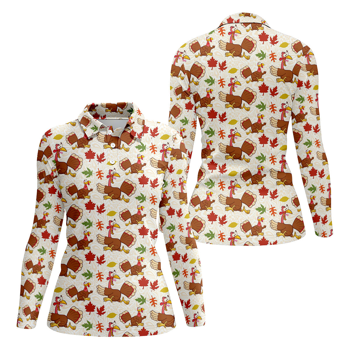 Funny Turkey Thanksgiving Golf Shirt For Women, Fun Women's Golf Shirts, Ladies Golf Tops, Cool Golf Gift