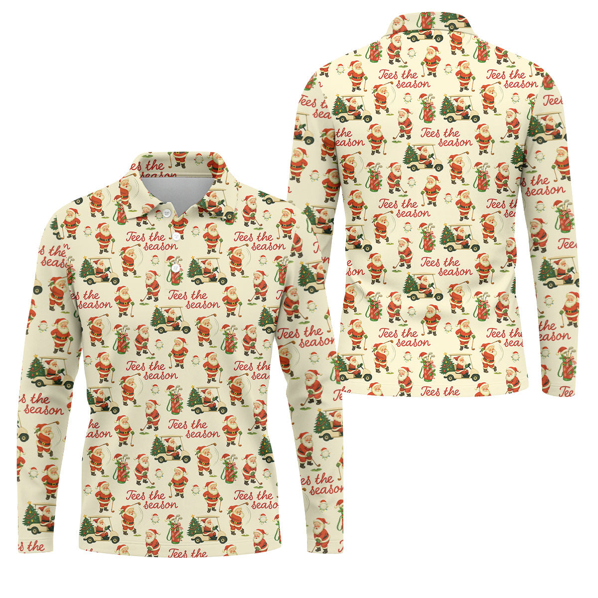 Tees The Season Funny Santa Claus Golf Tops For Men, Christmas Golf Shirt, Polo ShirtFor Men, Golf Gift For Men