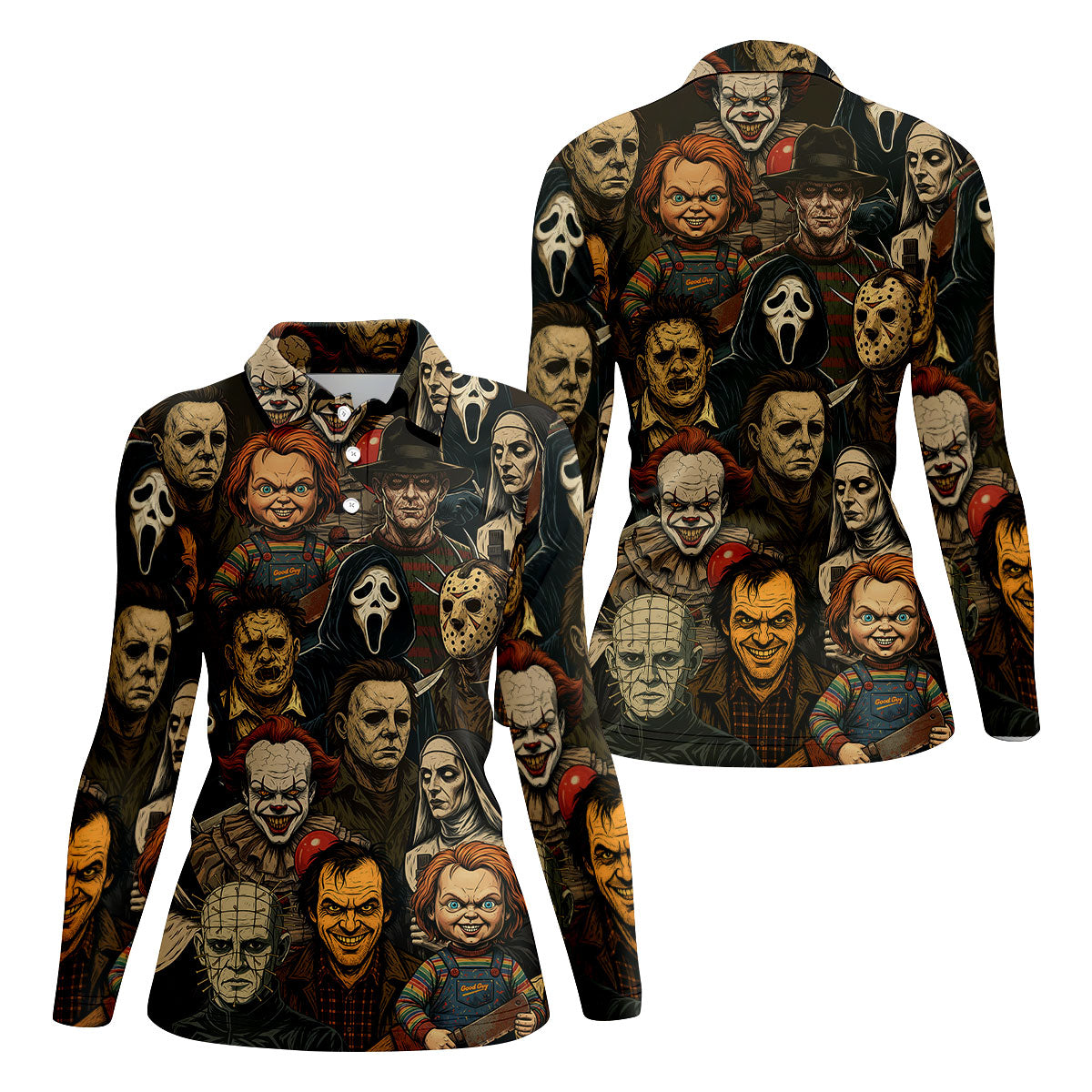 Horror Halloween Character Halloween Women Polo Shirt Ladies Golf Shirts, Halloween Golf Shirt