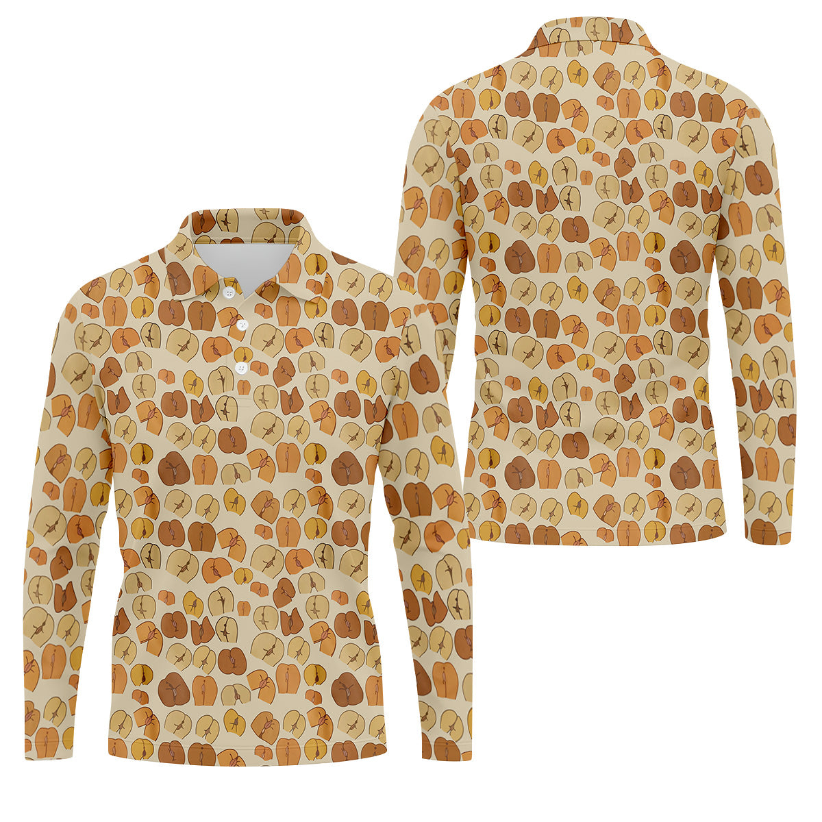 Funny Peach Golf Tops For Men, Men's Funny Golf Shirts, Unique Gift For Golfer, Golfing Apparel