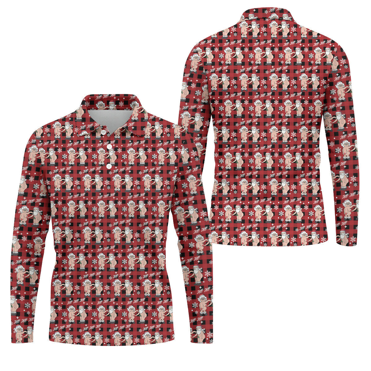 Ho Ho Ho Naughty Couple Funny Santa Christmas Golf Shirt, Fun Golf Shirts For Men, Polo Shirtor Men