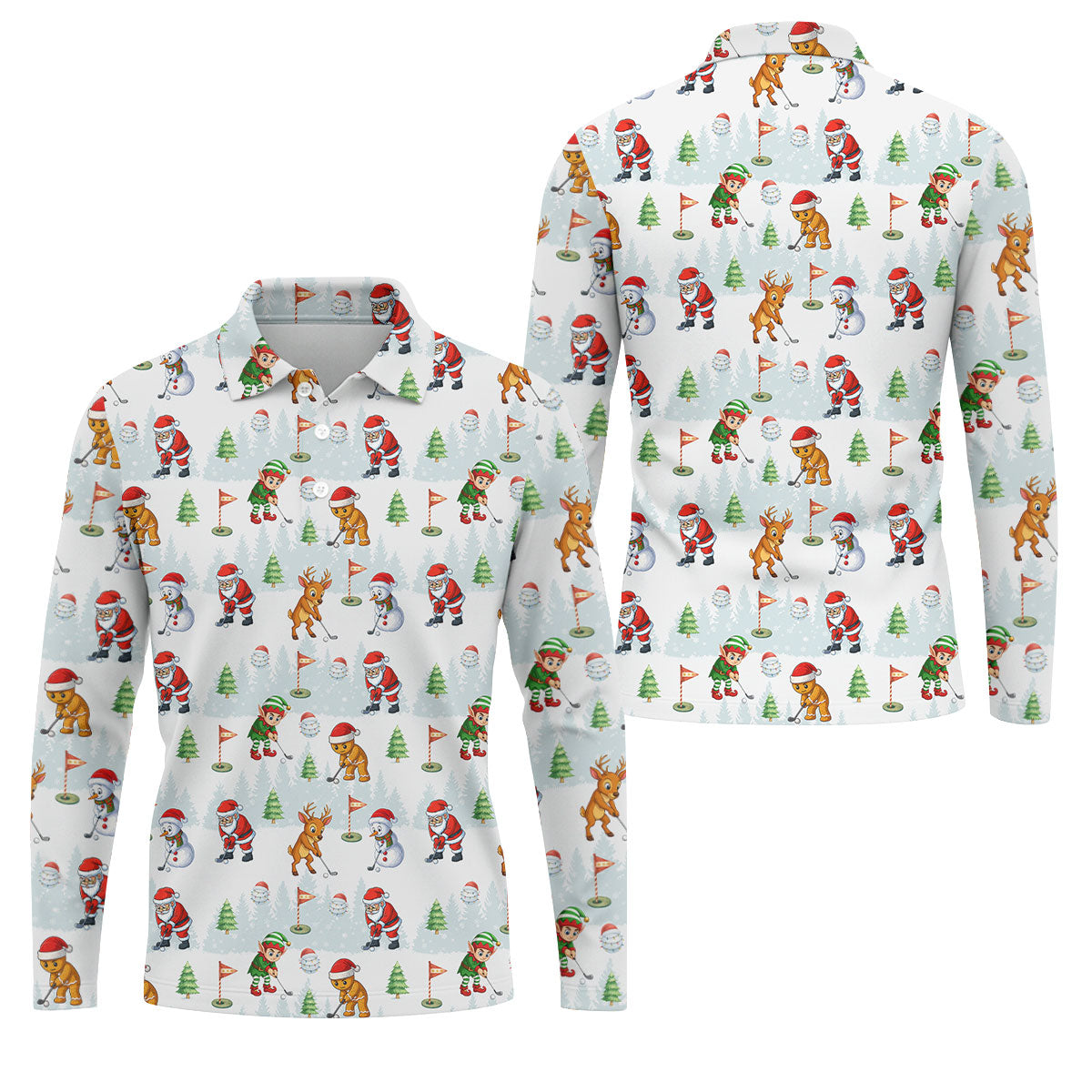 Classic Christmas Characters Golf Tops For Men, Cute Golf Outfit, Fun Golf Shirts For Men, Christmas Golf Shirt