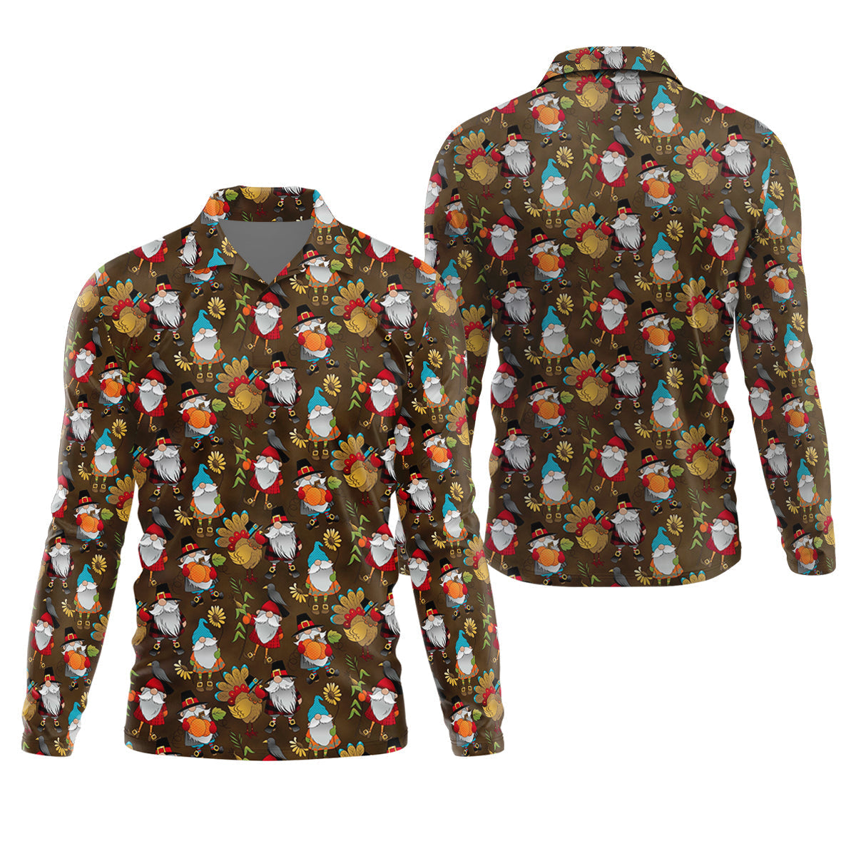 Turkey Gnome Thanksgiving Golf Tops For Men, Fun Golf Shirts For Men, Polo ShirtFor Men, Golfing Apparel