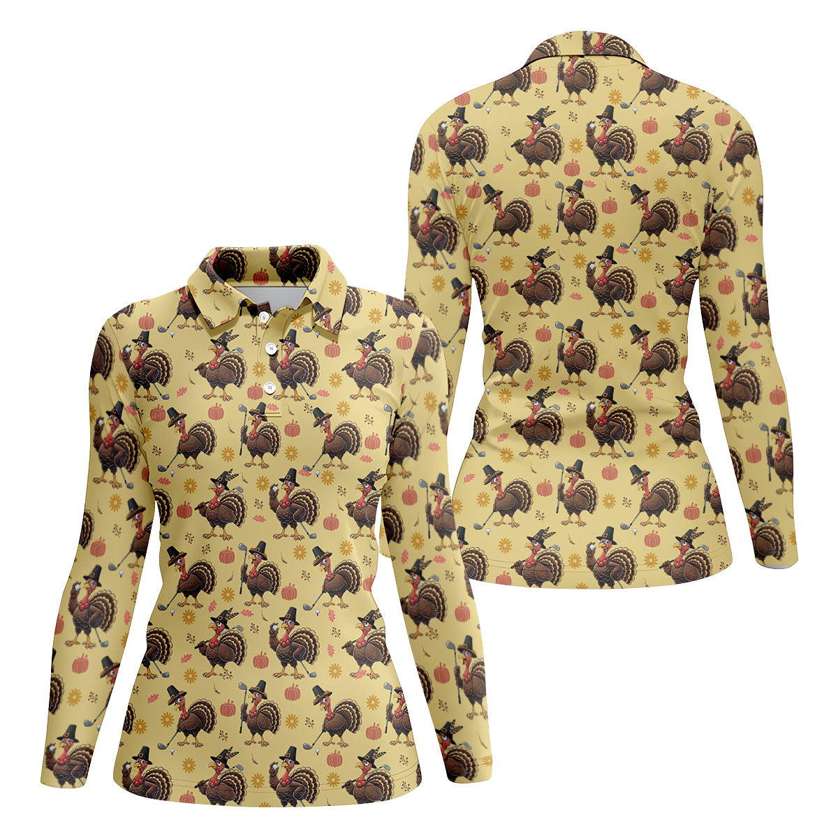 Turkey Thanksgiving Fun Women's Golf Shirts, Ladies Sleeveless Polo, Women's Polo Shirt