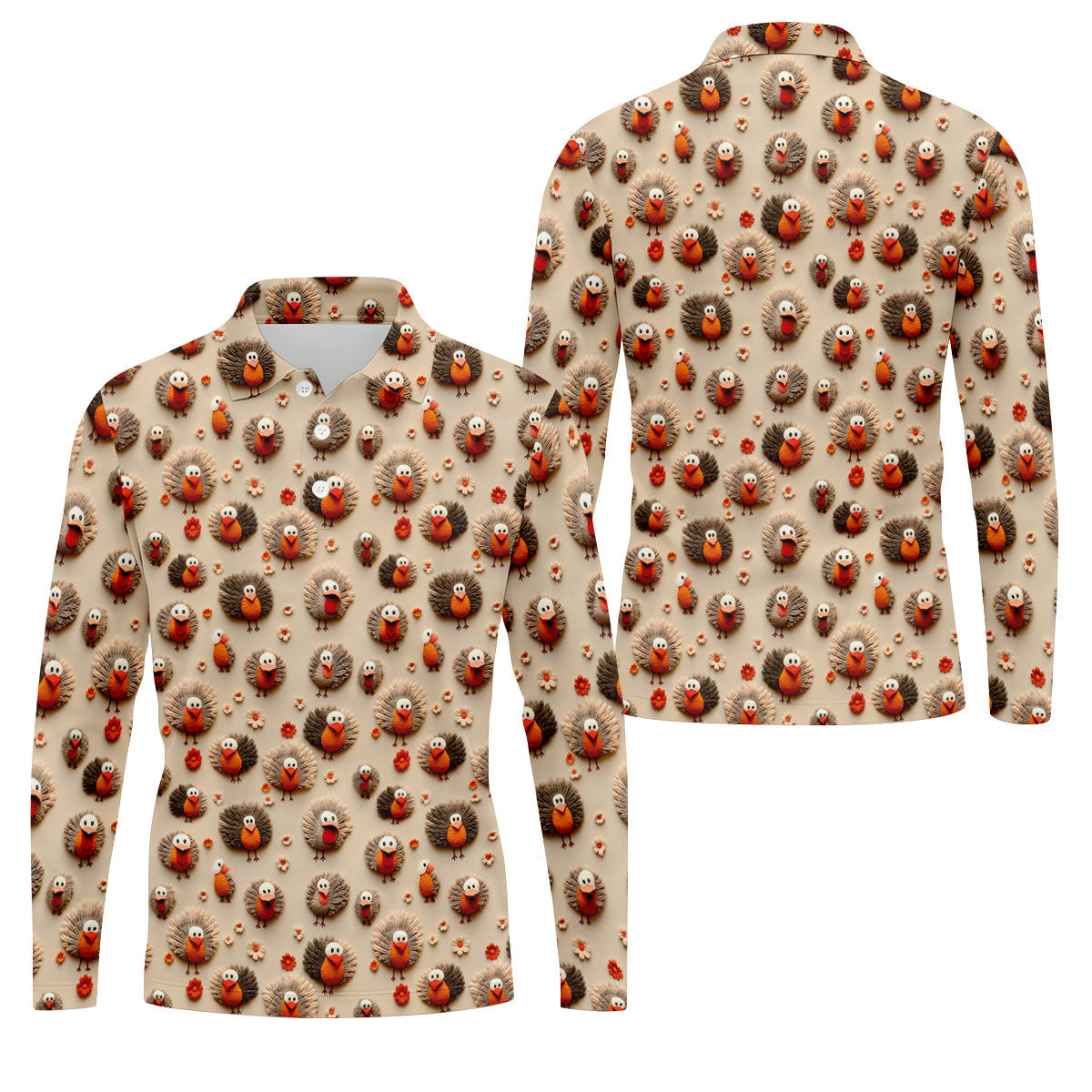 Little Turkey Thanksgiving Golf Tops For Men, Fun Golf Shirts For Men, Polo ShirtFor Men, Golf Gift For Men