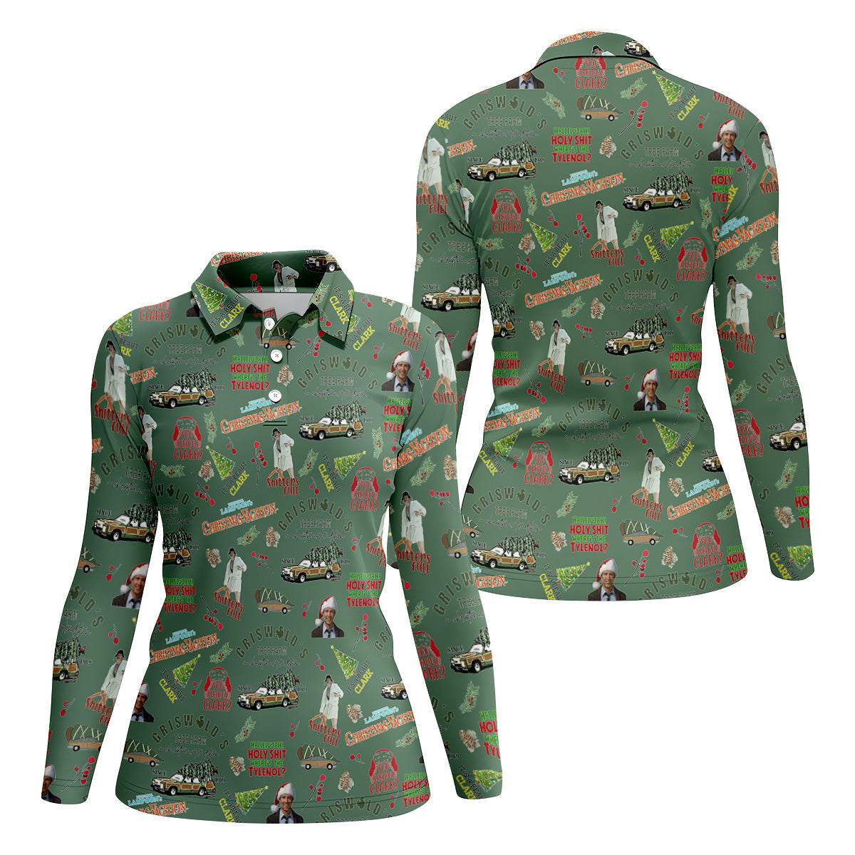 Tree Farm Moss Green Christmas Golf Shirt, Fun Women's Golf Shirts, Ladies Golf Polos