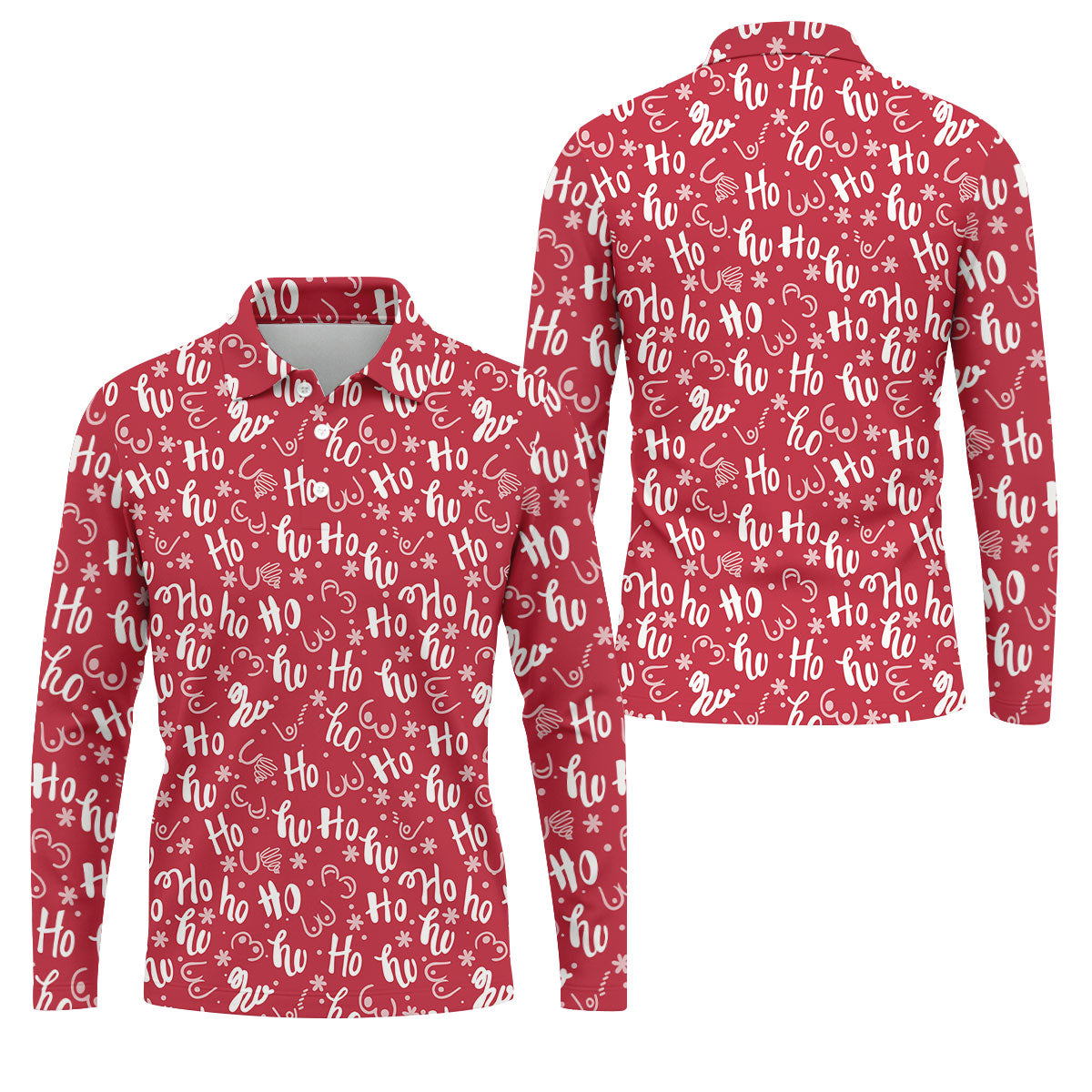 Funny Red Xmas Golf Tops For Men, Men's Funny Golf Shirts, Christmas Golf Gift, Polo ShirtFor Men