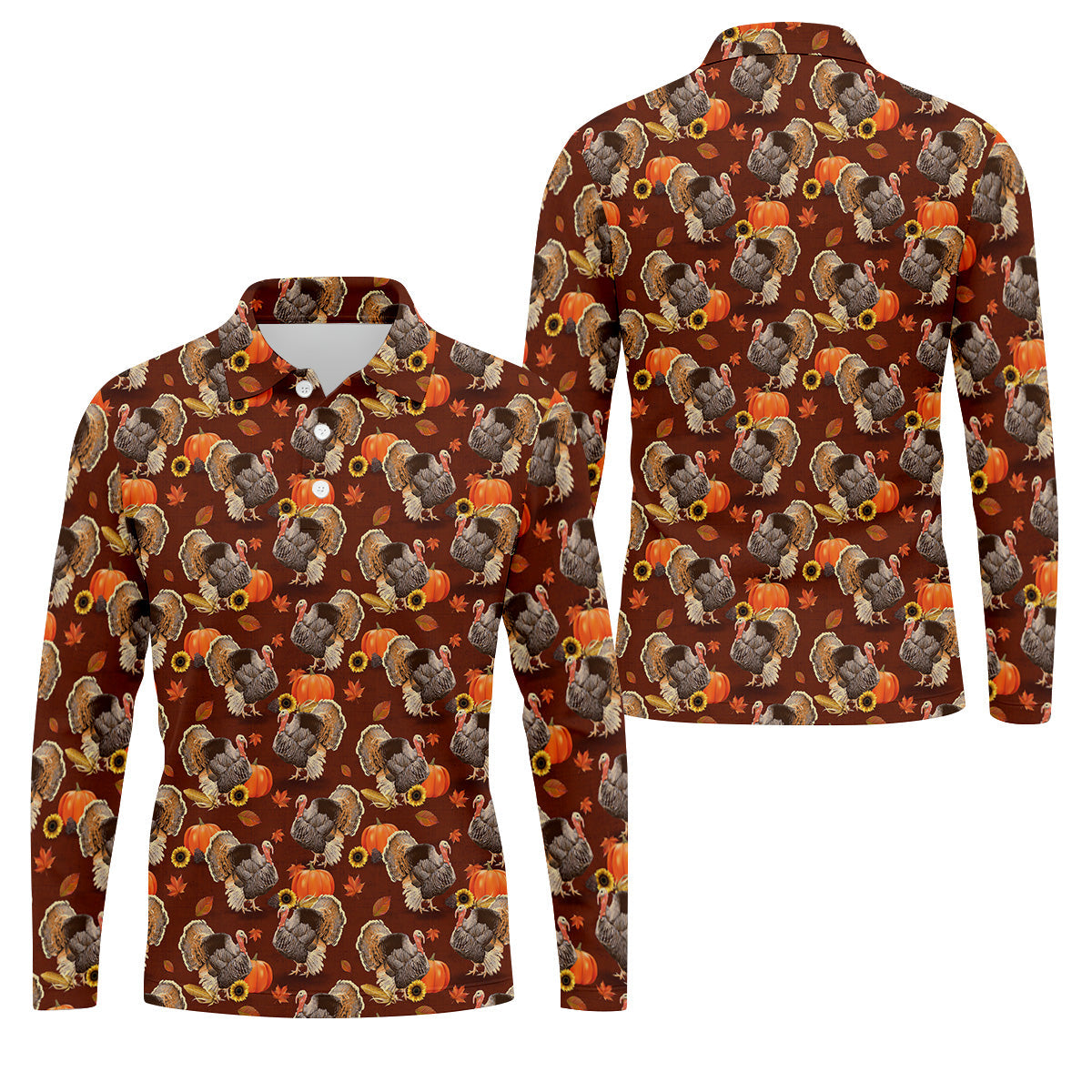 Thanksgiving Day Autumn Turkey Golf Shirt, Fun Golf Shirts For Men, Golfing Apparel, Golf Shirts For Men