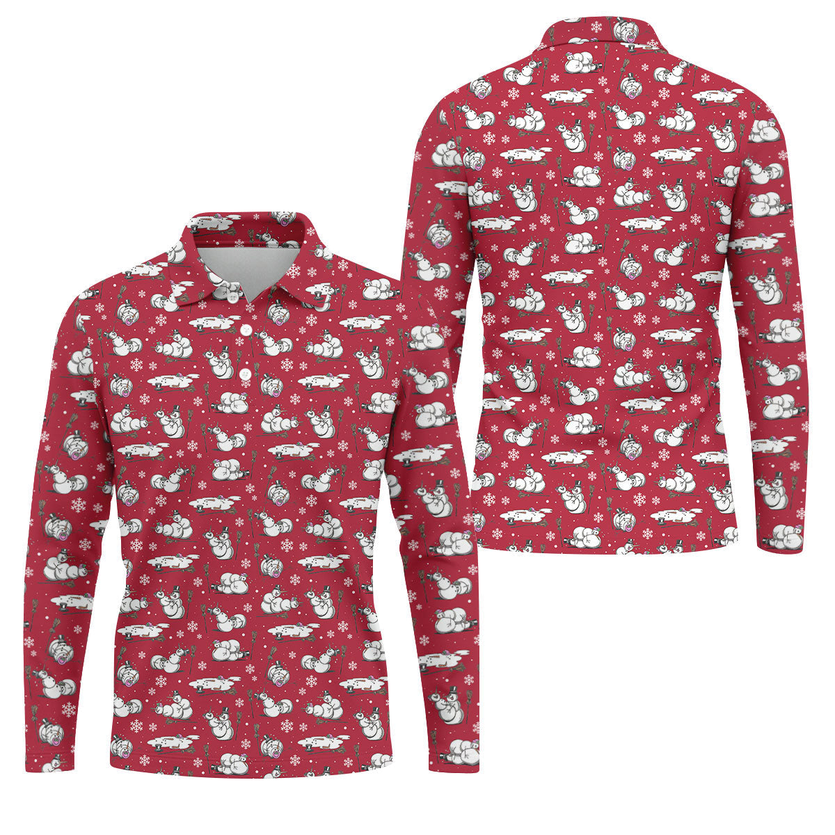 Funny Snowman Naughty Couple Red Golf Shirt, Christmas Golf Shirt, Golf Gift For Him, Polo ShirtFor Men