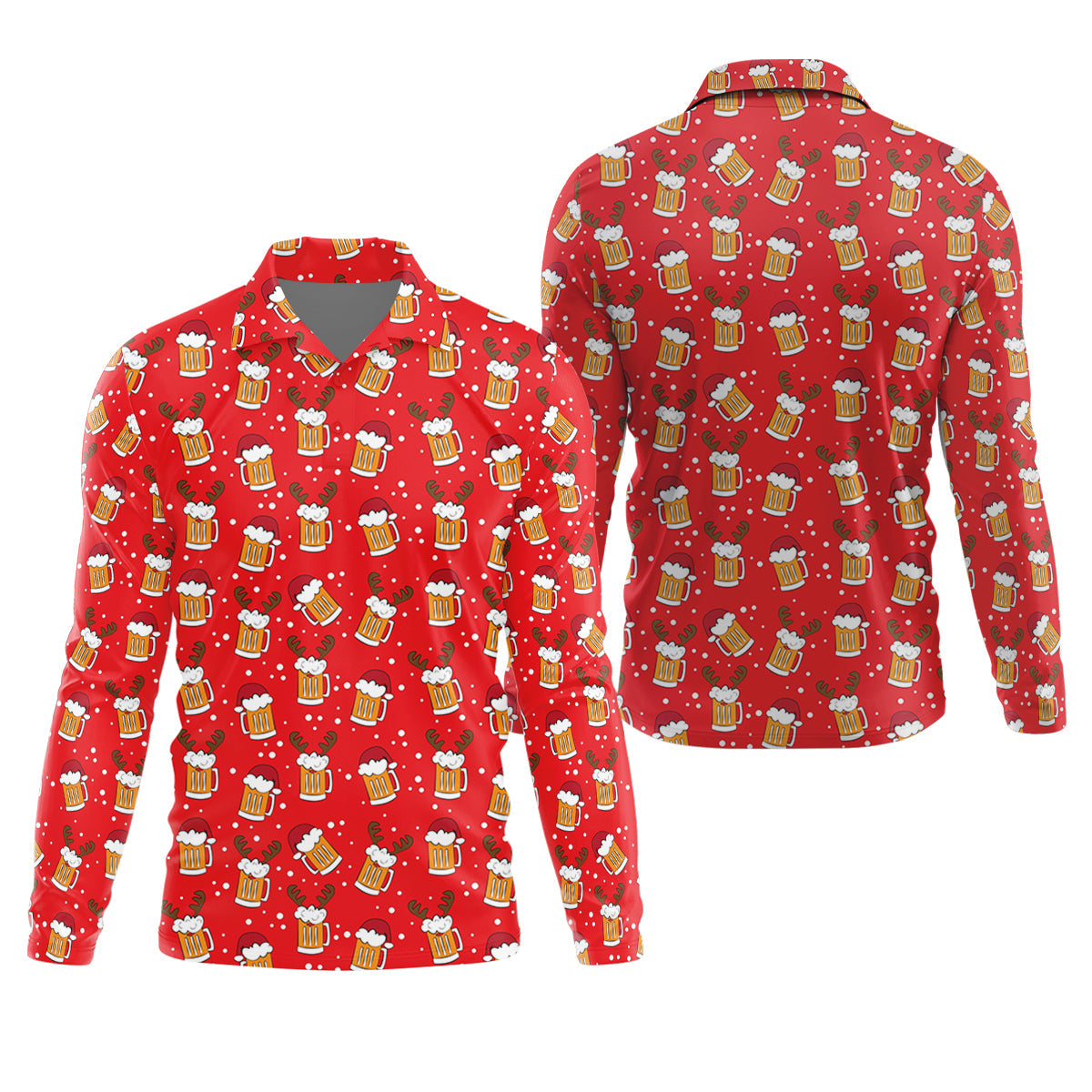 Christmas Beer Red Golf Shirt, Christmas Golf Shirt, Fun Golf Shirts For Men, Polo ShirtFor Men, Golfing Apparel