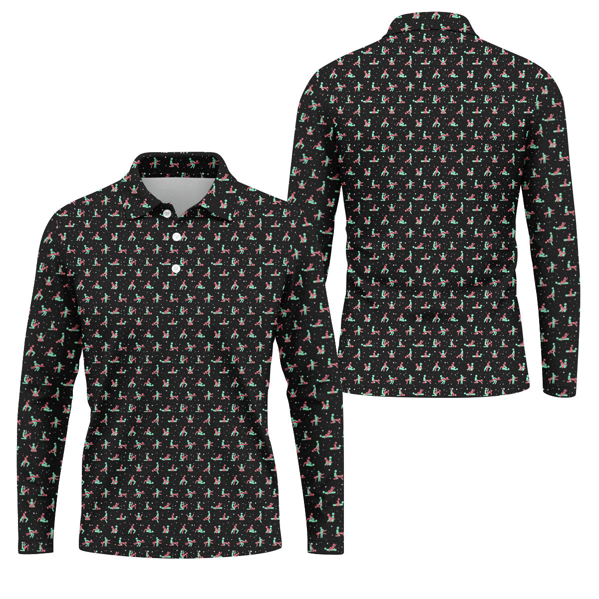 Naughty Couple Snow Pattern Christmas Golf Shirt, Fun Golf Shirts For Men, Golf Gift For Him, Polo ShirtFor Men