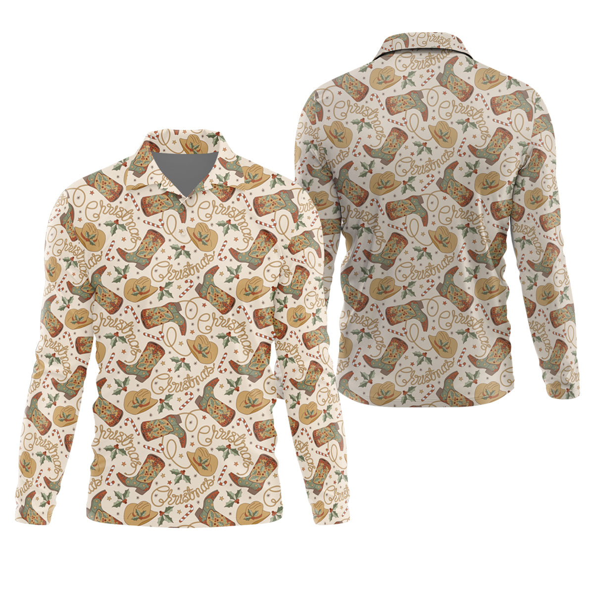 Western Christmas Golf Tops For Men, Christmas Golf Shirt, Polo ShirtFor Men, Golf Gift For Men