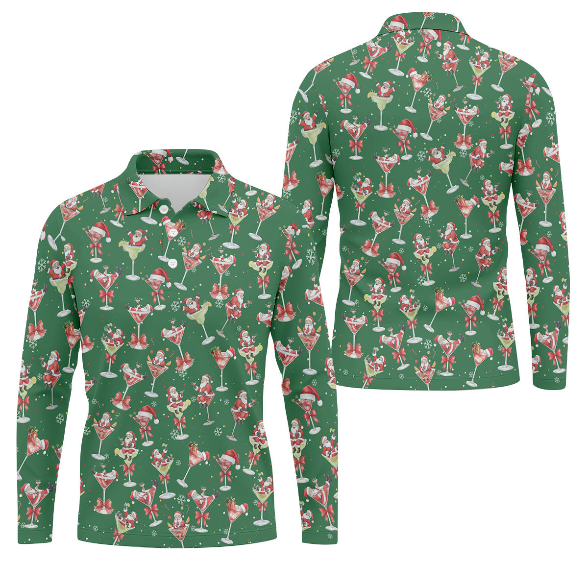 Santa Claus Margarita Christmas Shirt Golf Polo Shirt Unique Gift For Golfer, Fun Golf Shirts For Men