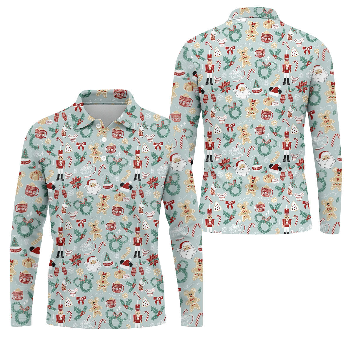 Cute Cartoon Christmas Sweets Golf Tops For Men, Christmas Golf Shirt, Polo ShirtFor Men, Golf Gift For Men