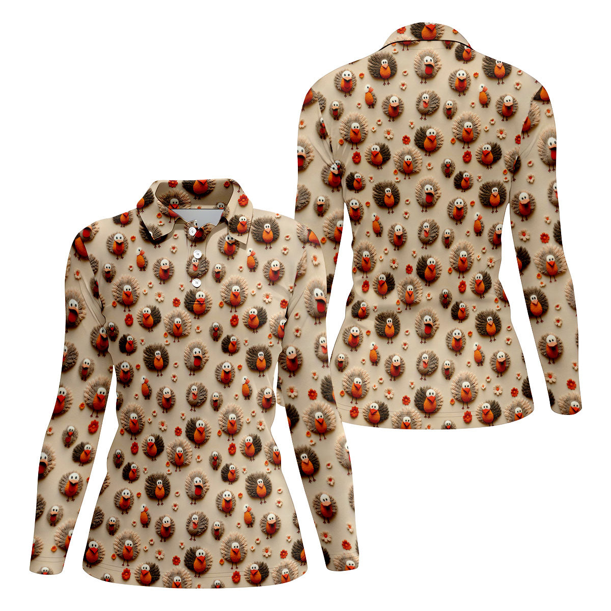 Little Turkey Thanksgiving Fun Women's Golf Shirts, Ladies Golf Tops, Women's Polo ShirtGolfing Apparel