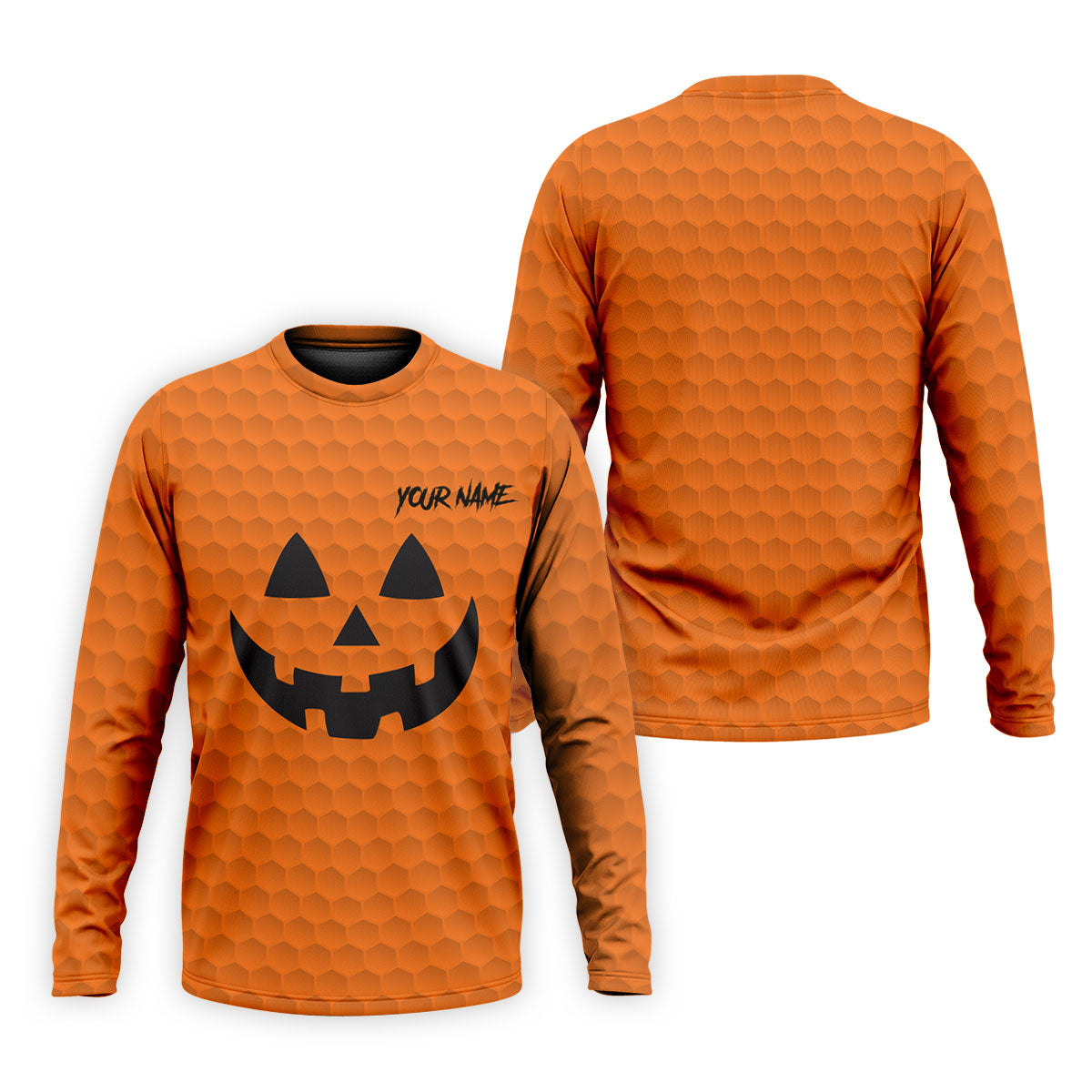 Halloween Pumpkin Face Custom Name Men's Funny Golf Shirts, Polo ShirtFor Men, Golf Gift For Men