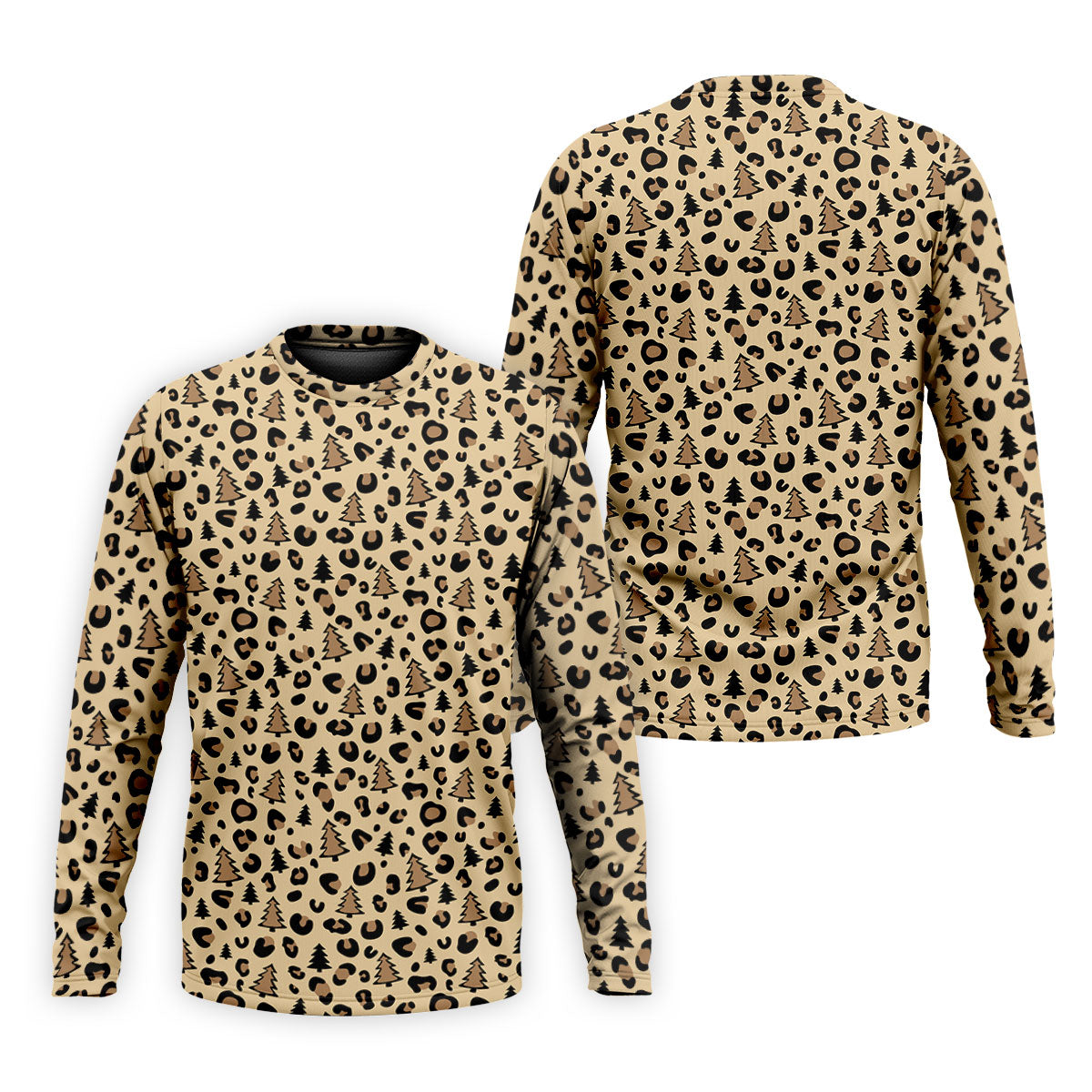 Xmas Pine Tree Leopard Pattern Brown Golf Shirt, Christmas Golf Shirt, Cute Golf Outfit, Polo ShirtFor Men