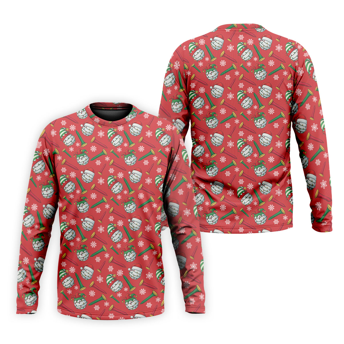 Funny Golf Ball Red Christmas Golf Shirt, Men's Funny Golf Shirts, Christmas Golf Gift