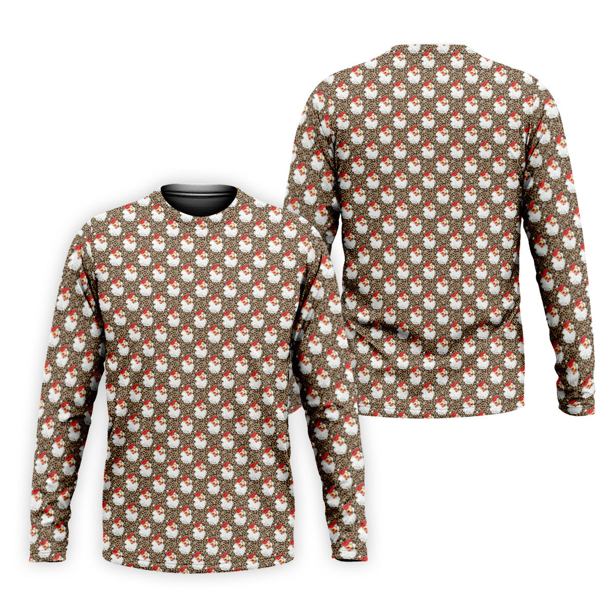 Leopard Santa Xmas Golf Shirt, Golf Tops For Men, Retro Golf Shirt, Christmas Golf Shirt, Golf Gift For Men