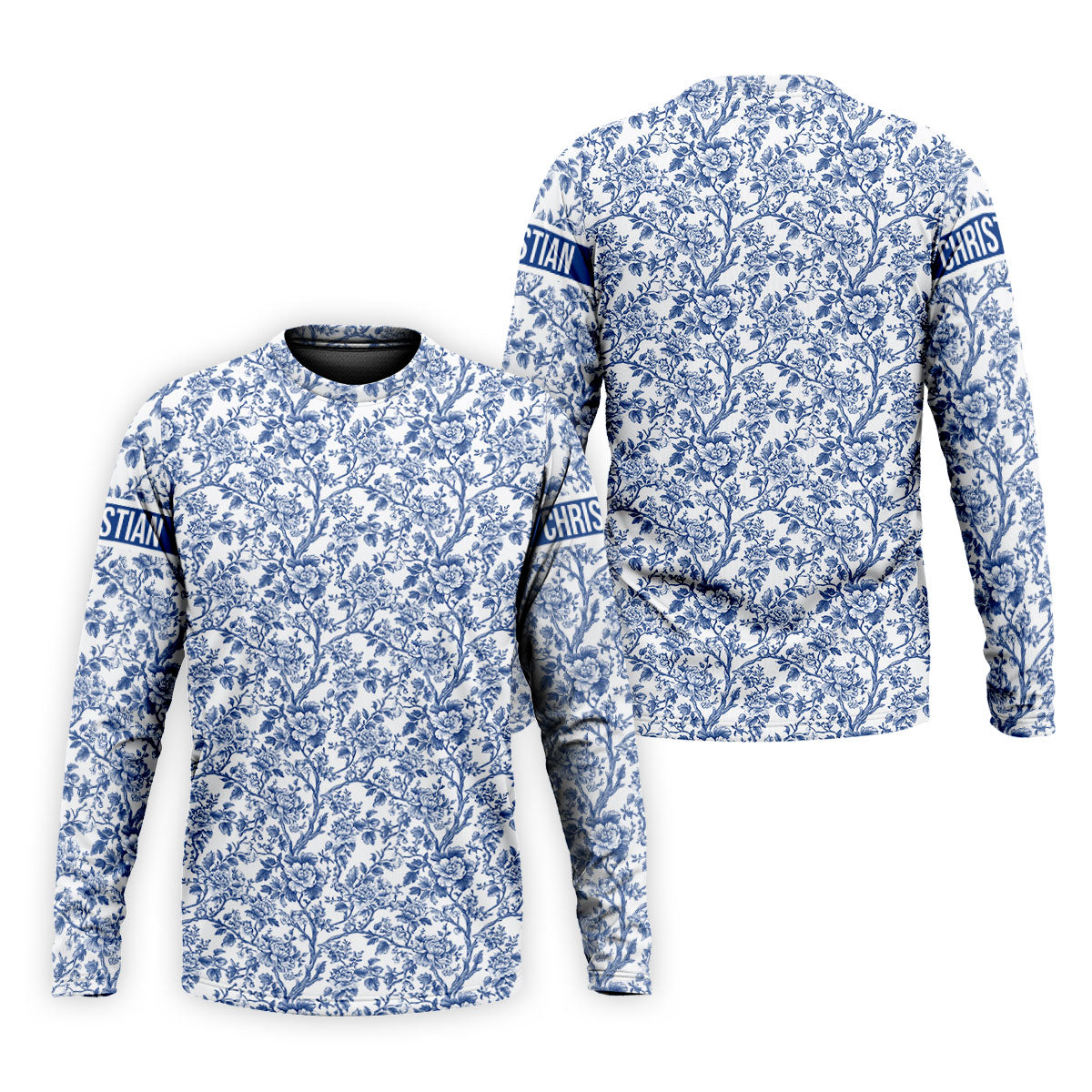 Toile De Jouy Blue Golf Shirt, Golf Tops For Men, Polo ShirtFor Men, Golf Gift For Men, Golf Shirts For Men