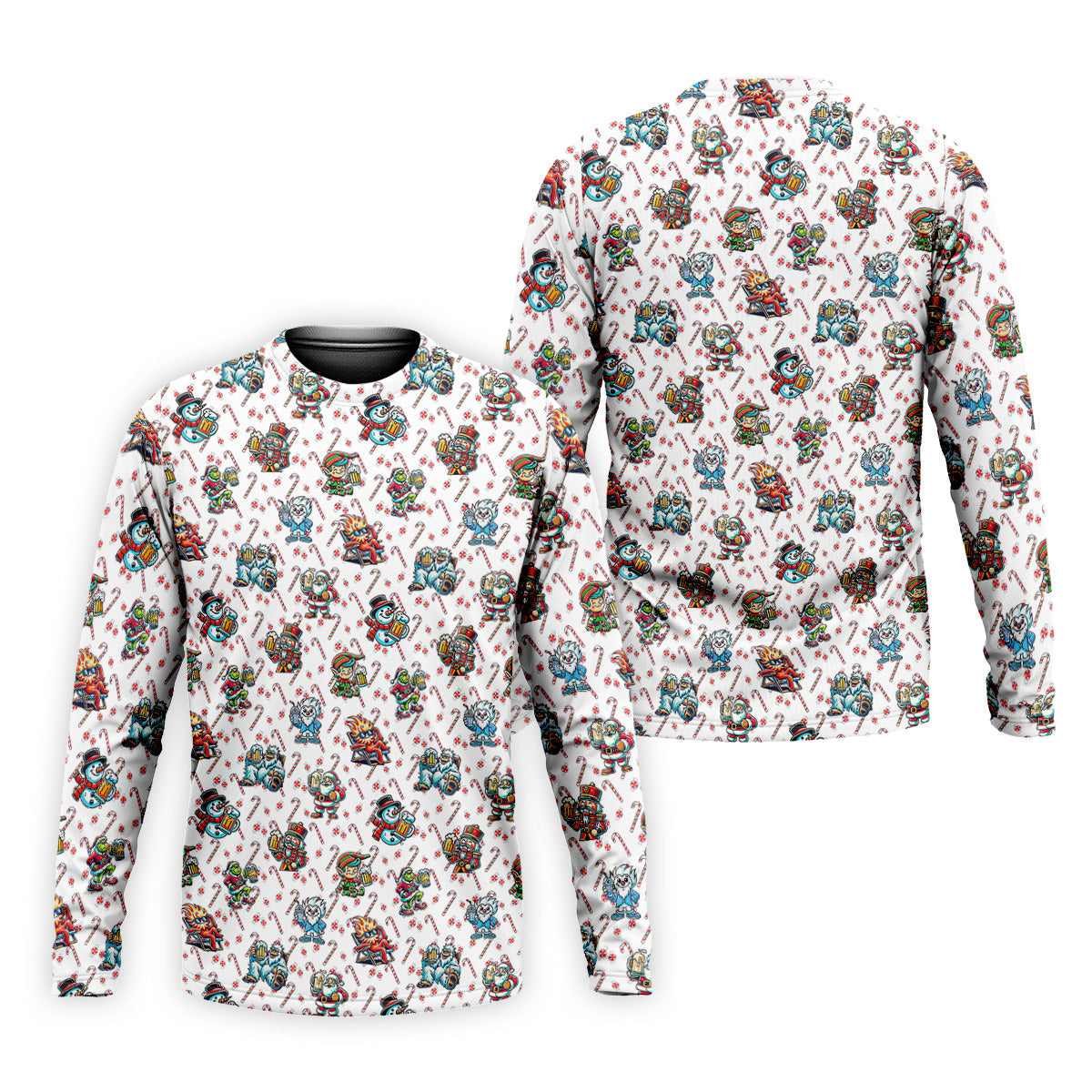 Christmas Character Beer Candy Cane Pattern Golf Tops For Men, Christmas Golf Shirt, Polo ShirtFor Men