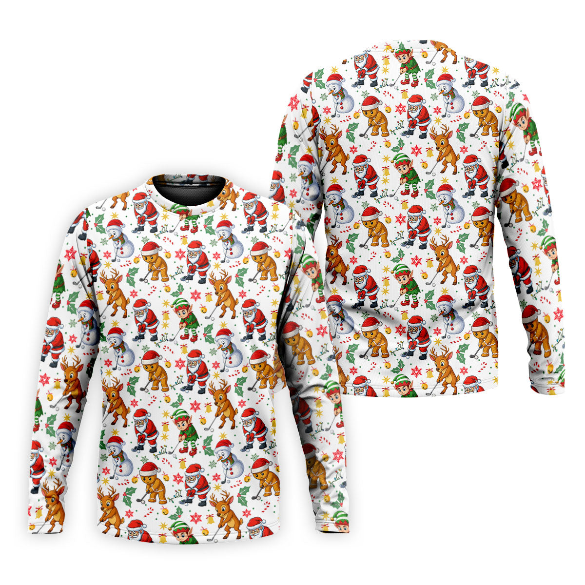 Funny Christmas Characters Golf Tops For Men, Cute Golf Outfit, Fun Golf Shirts For Men, Christmas Golf Shirt