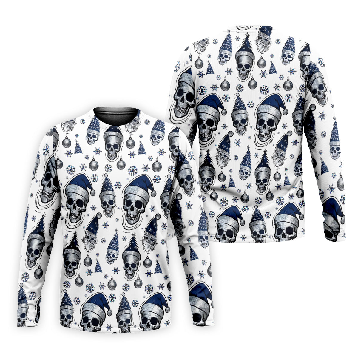 Vintage Skull Christmas Golf Shirt, White Polo Shirt, Cool Golf Gift, Golf Shirts For Men
