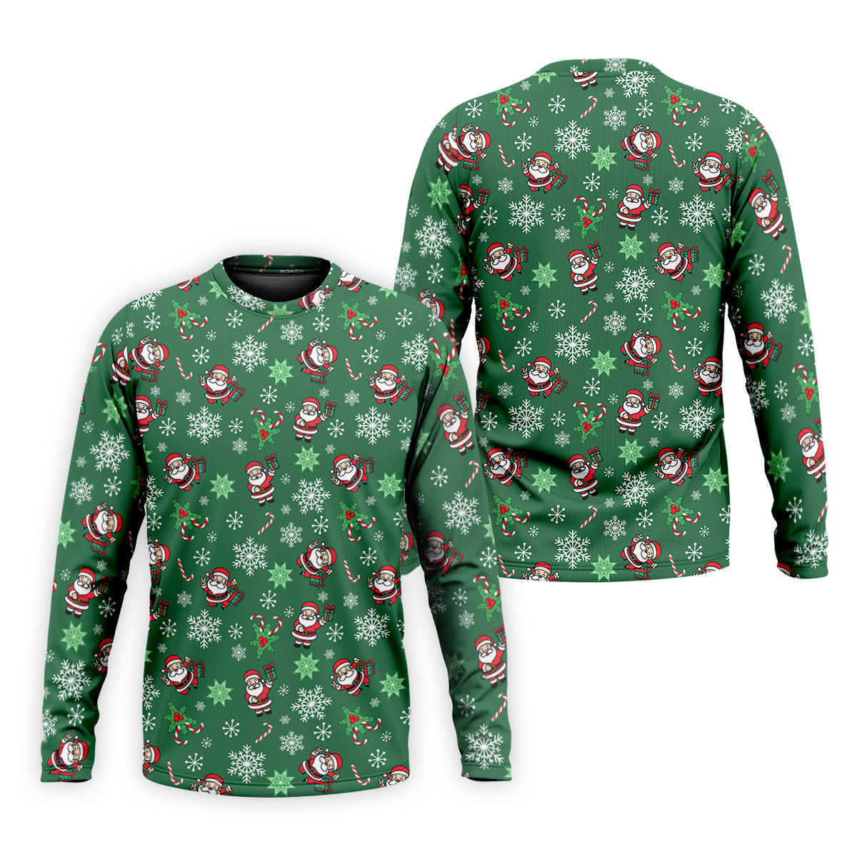 Santa Claus Pattern Christmas Green Golf Tops For Men, Christmas Golf Shirt, Polo ShirtFor Men