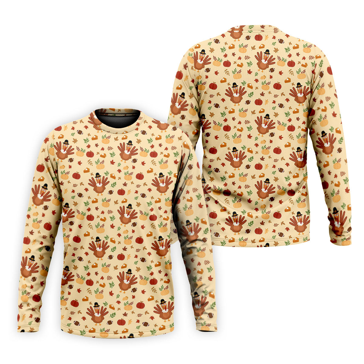 Turkey Pumpkin Thanksgiving Golf Tops For Men, Yellow Golf Shirt, Fun Golf Shirts For Men, Polo For Men