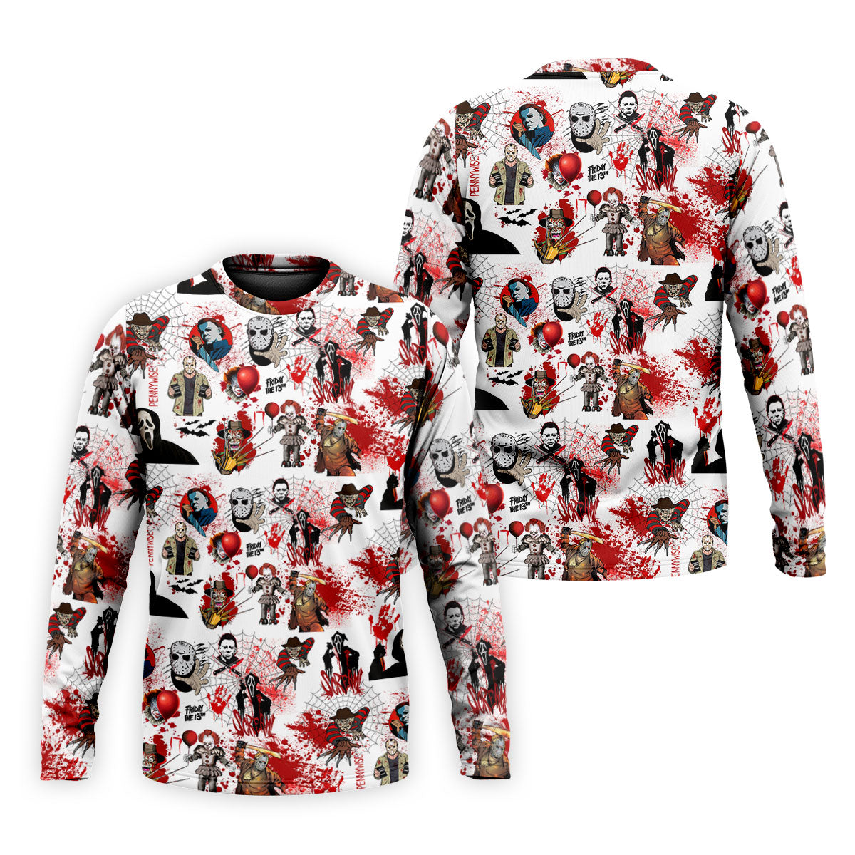 Horror Villain Blood Splatter Print Golf Tops For Men, Halloween Golf Shirt, Polo ShirtFor Men, Golfing Apparel