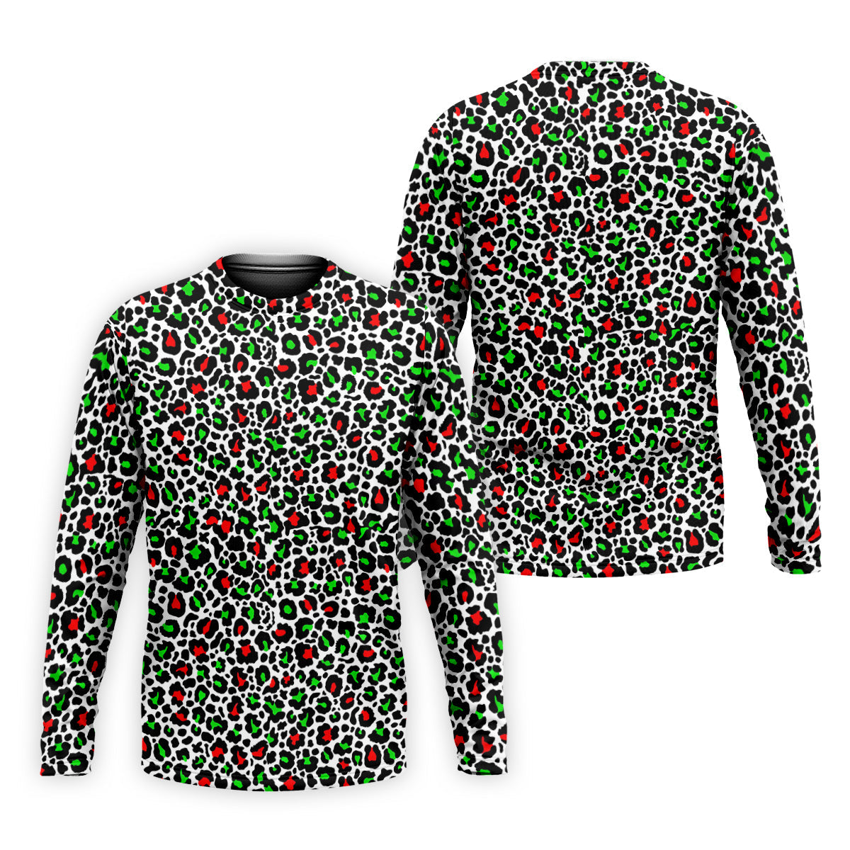 Leopard Pattern Xmas Pine Tree Green And Red Golf Tops For Men, Christmas Golf Shirt, Polo Shirt Men