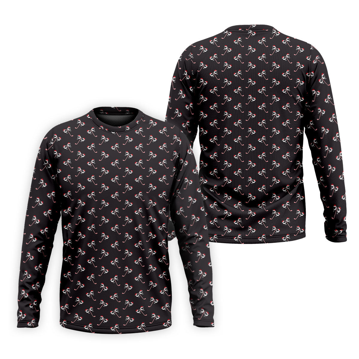 Funny Christmas Candy Cane Pattern Black Golf Shirt, Polo ShirtFor Men, Christmas Golf Shirt