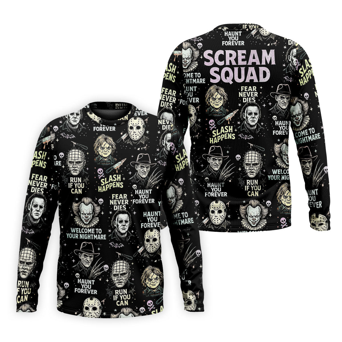 Scream Squad Horror Halloween Character Halloween Polo Shirt Horror Movie Shirt, Men's Golf Polo
