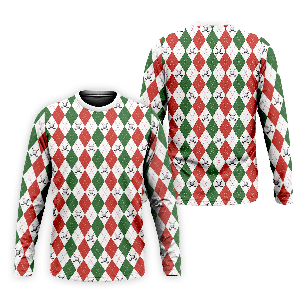 Christmas Plaid Argyle Pattern Golf Polo ShirtChristmas Golf Gift, Polo ShirtFor Men, Golfing Apparel