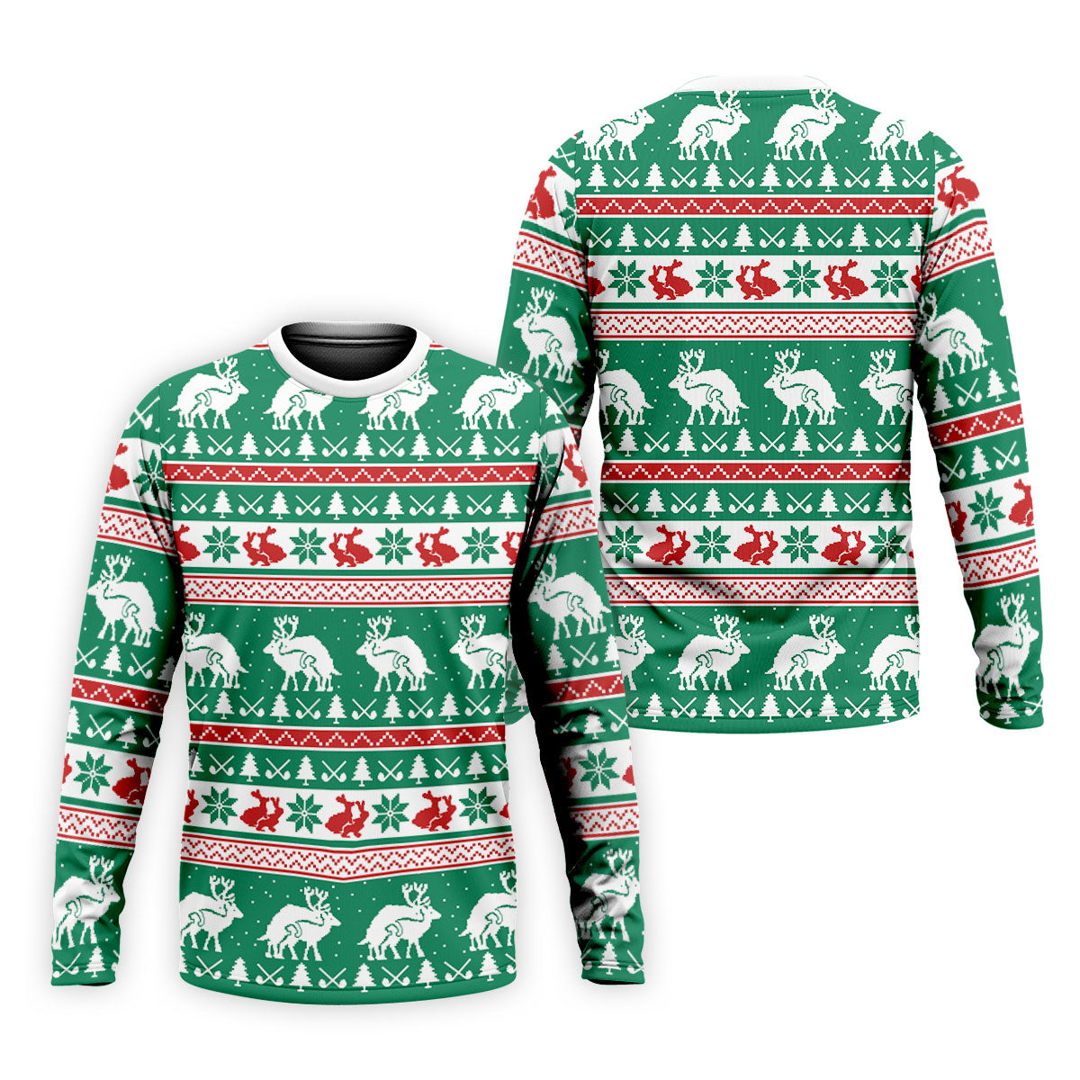 Christmas Festive Reindeer Snowflakes Christmas Golf Shirt, Golf Gift For Men, Golf Shirts For Men