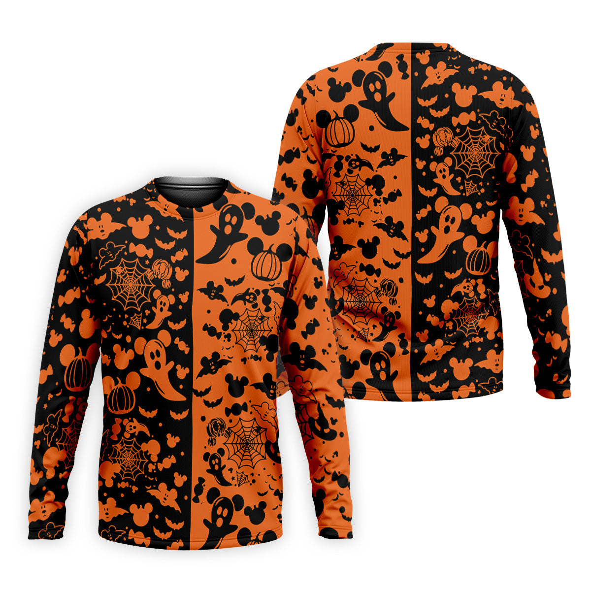 Cute Animated Ghost Black And Orange Halloween Golf Shirt, Fun Golf Shirts For Men, Polo ShirtFor Men