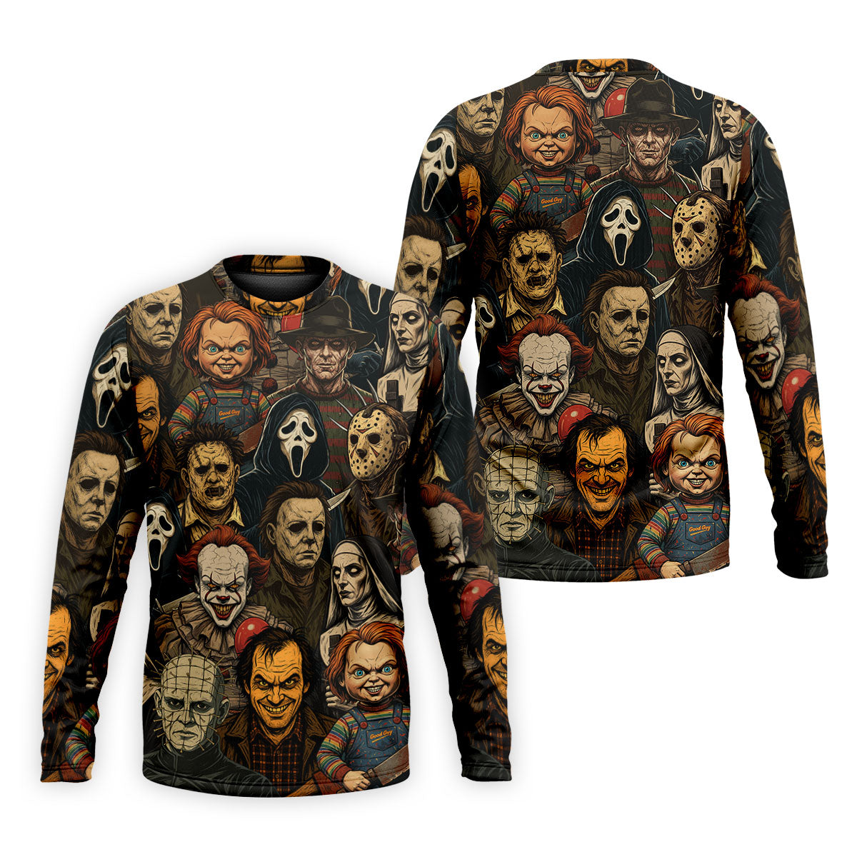 Horror Halloween Character Halloween Men's Polo Shirt Horror Movie Shirt, Mens Golf Shirts, Halloween Golf Shirt