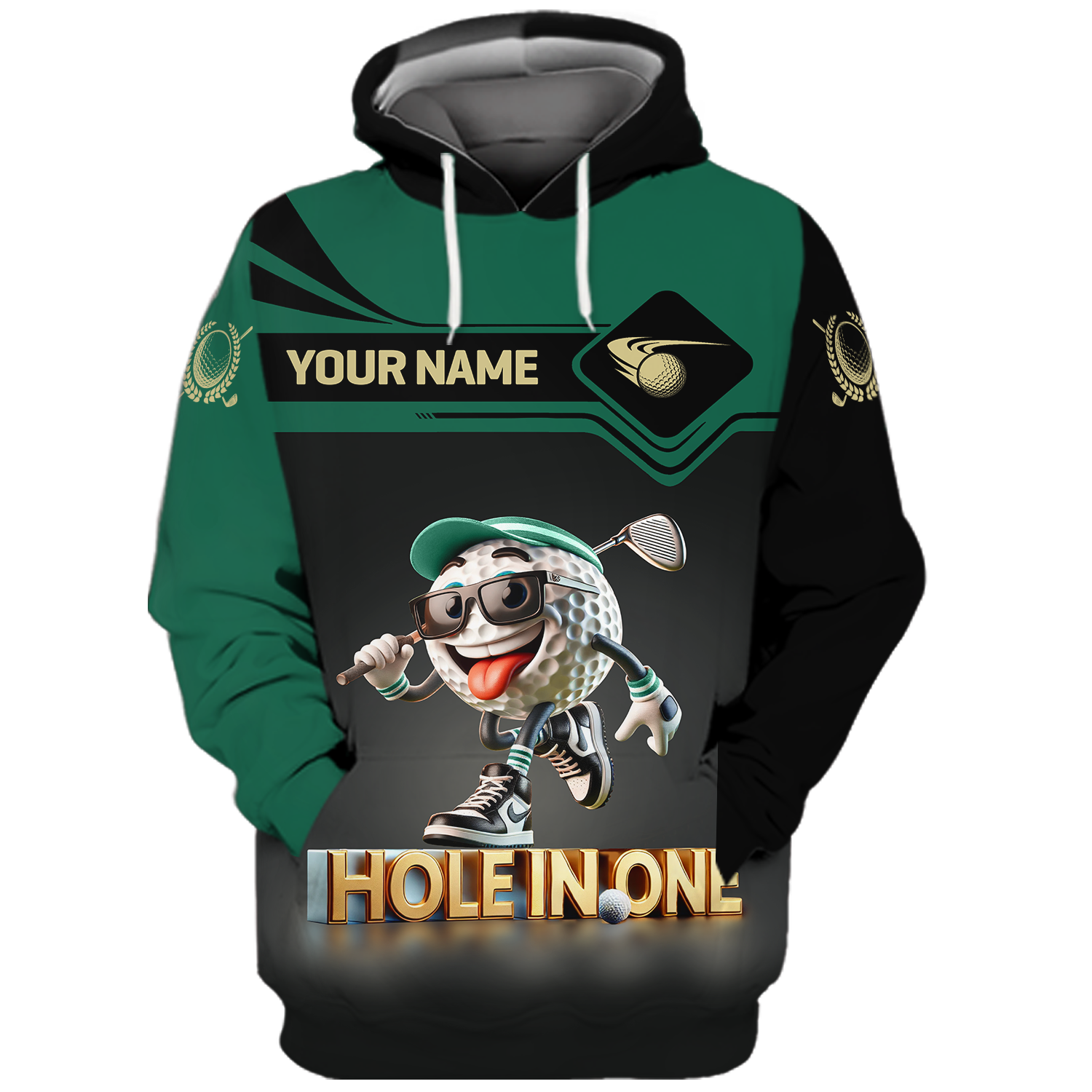 Hole In One Funny Golf Ball, Custom Men's Golf Polo ShirtGolfing Apparel, Funny Golf Shirt, Gift For Golfers