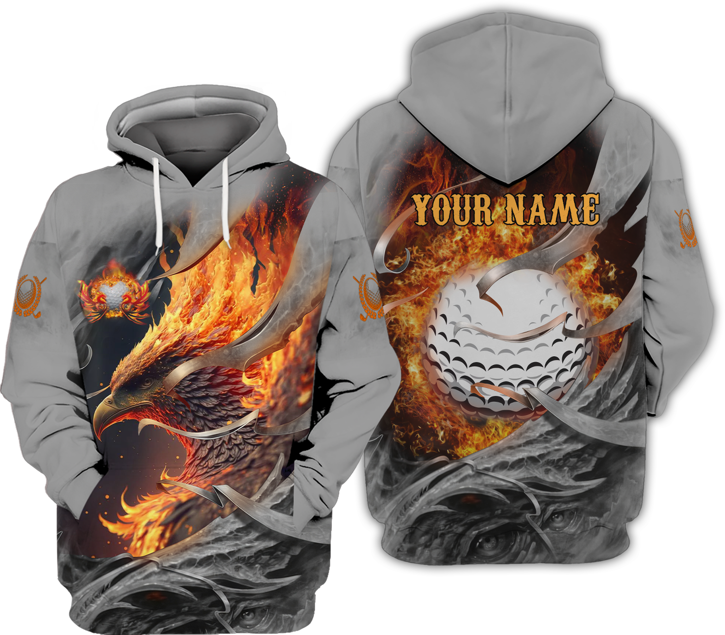 Fire Phoenix Custom Golf Polo ShirtGolf Apparel, Golf Gift For Men