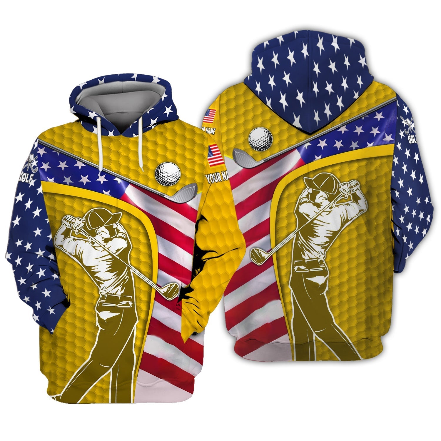 Yellow Custom Men's Golf Polo ShirtGolfing Apparel, Mens Golf Gift