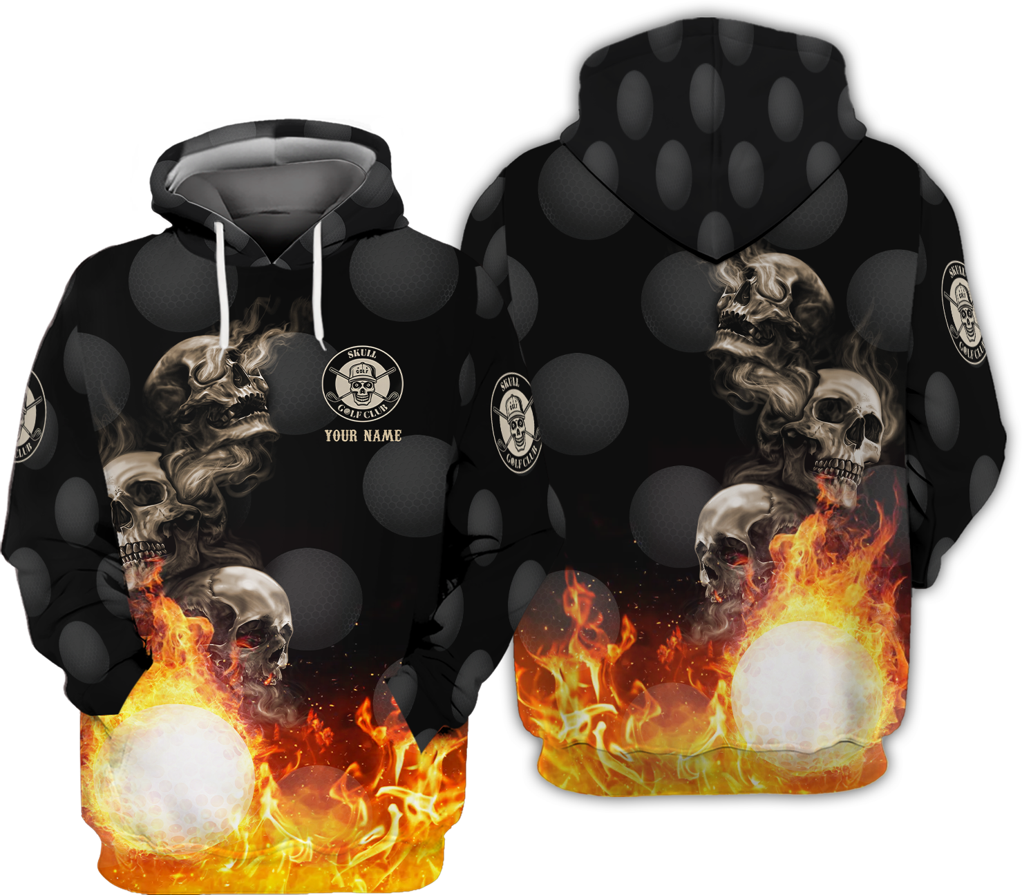 Skull And Fire Custom Golf Polo ShirtGift For Golfers, Golf Gift For Men