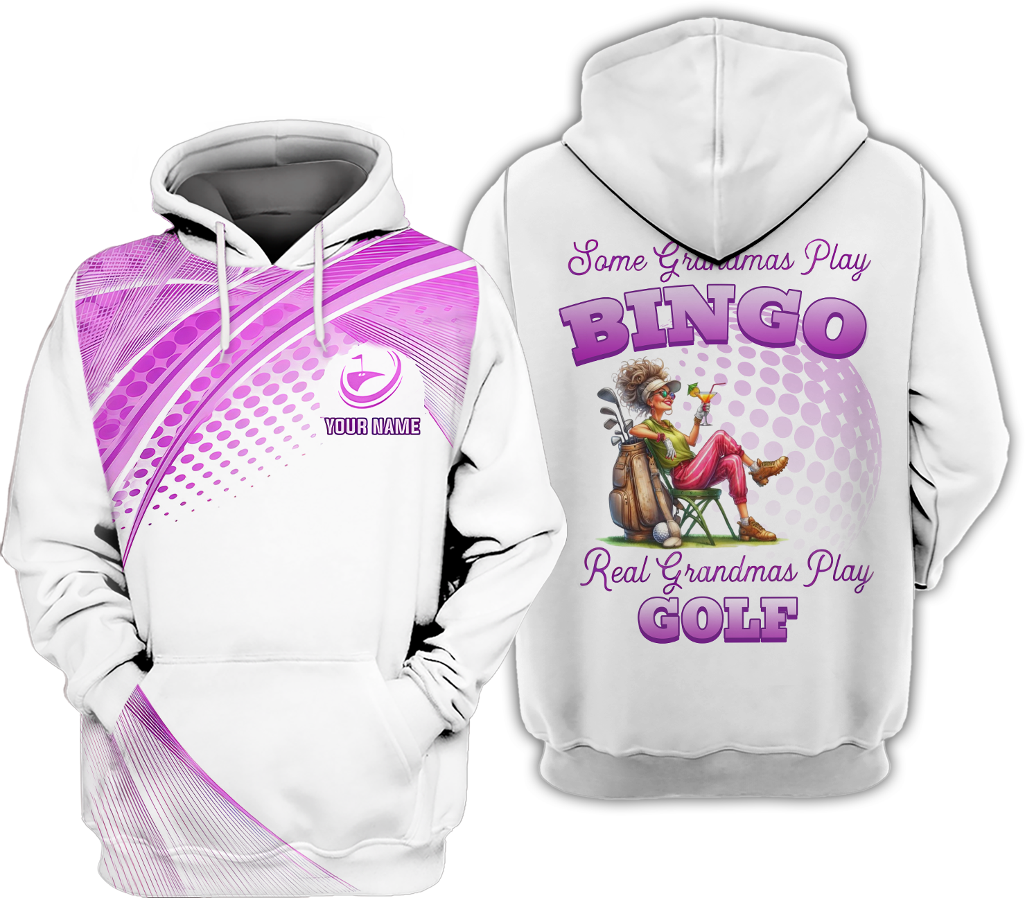 Some Grandmas Play Bingo Real Grandmas Play Golf Custom Men's Golf Polo ShirtGolfing Apparel, Gift For Golfers