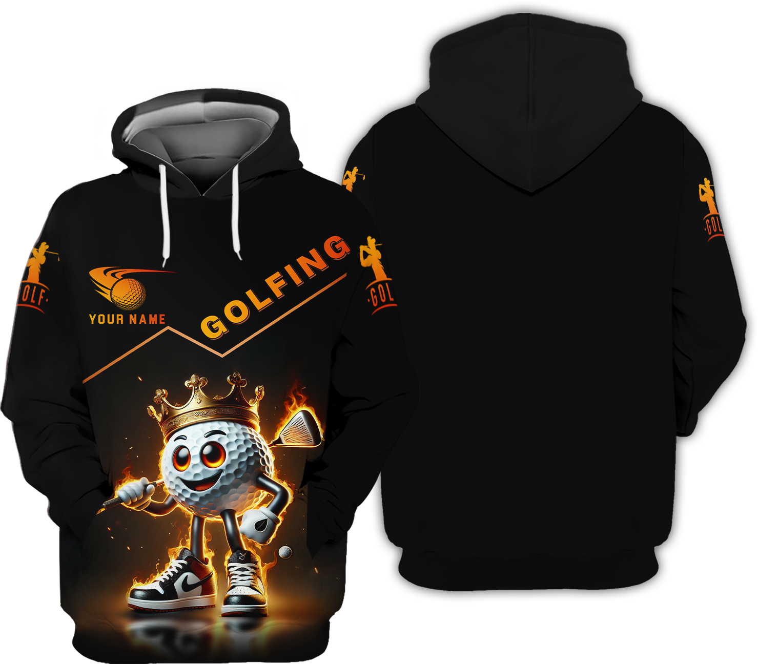 Custom Golf King Fire, Men's Golf Polo Shirt Name, Golfing Apparel, Gift For Golfers