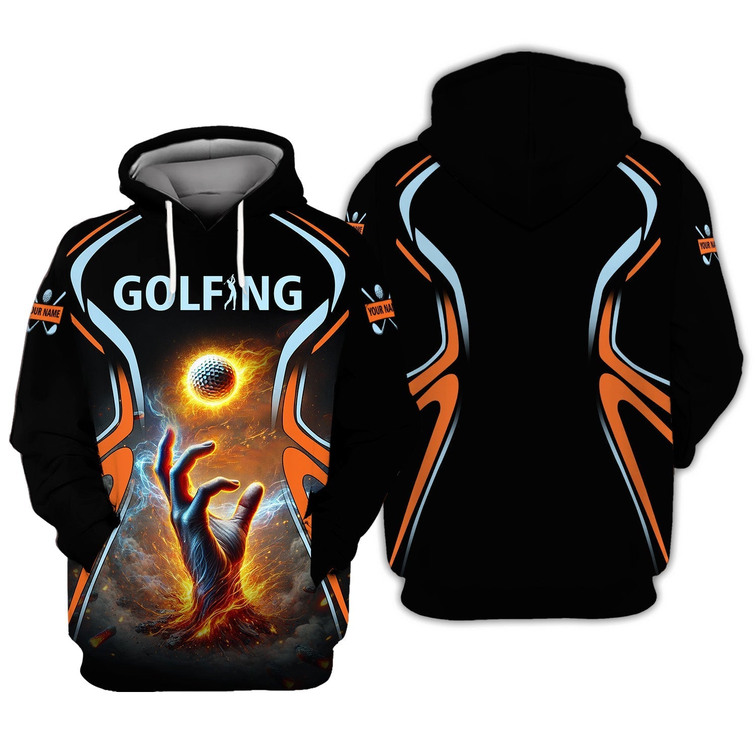 Golf Ball Fire Custom Golfing Men's Golf Polo ShirtGolfing Apparel, Mens Golf Gift