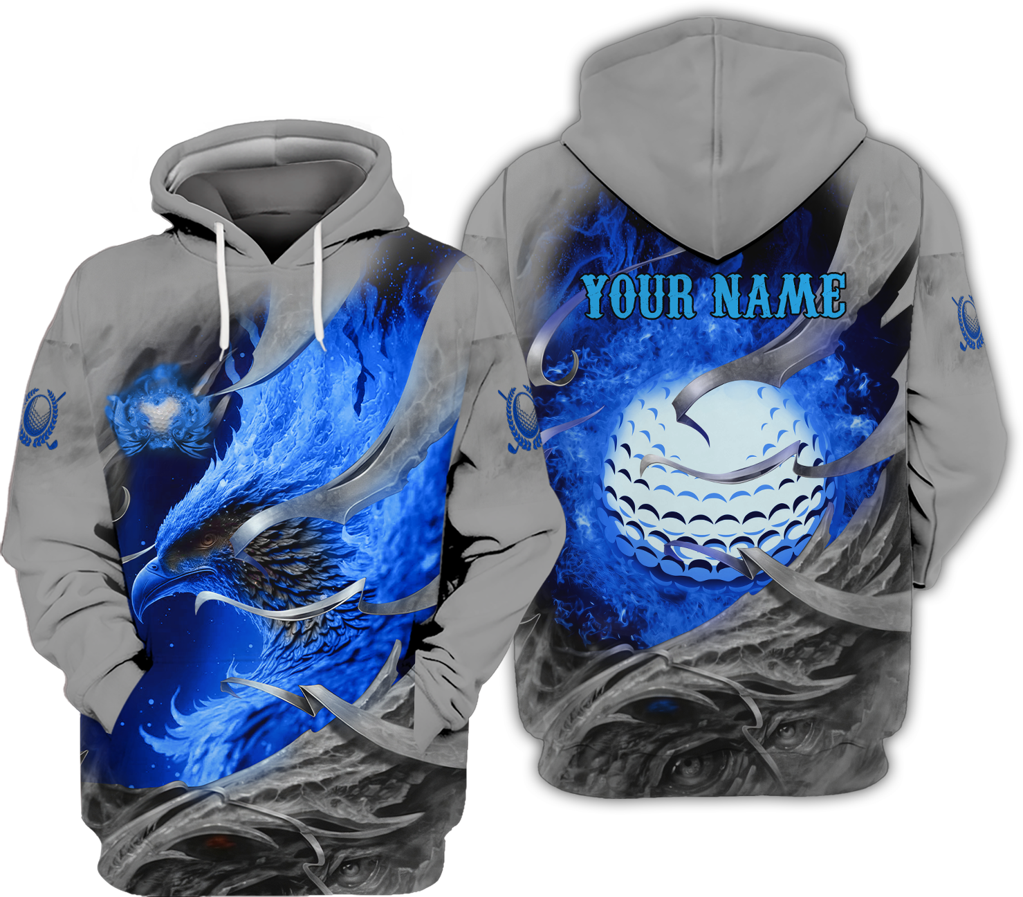 Blue Phoenix Custom Golf Polo ShirtGolf Apparel, Golf Gift For Men