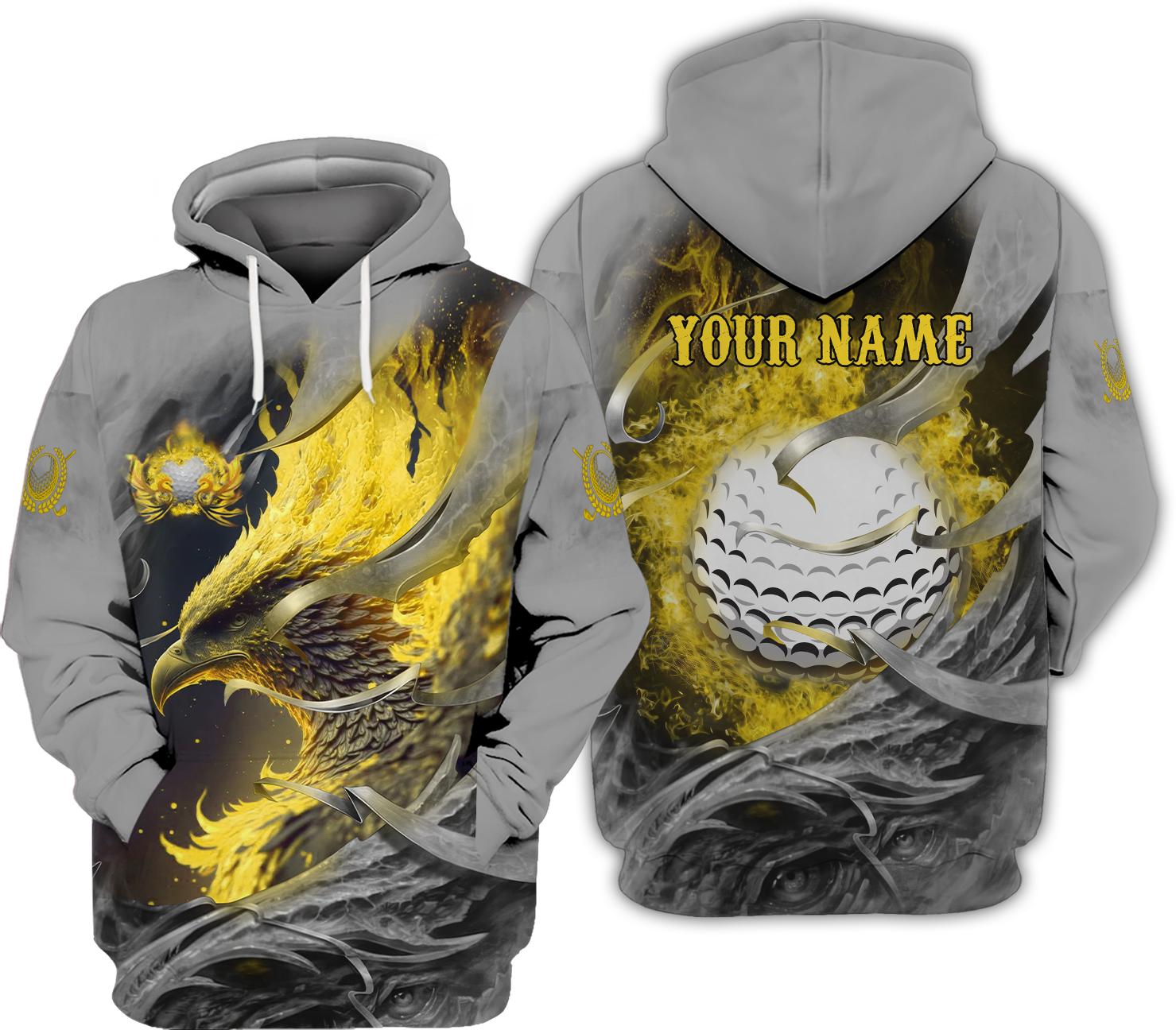 Golden Phoenix Custom Golf Polo ShirtGolf Apparel, Golf Gift For Men