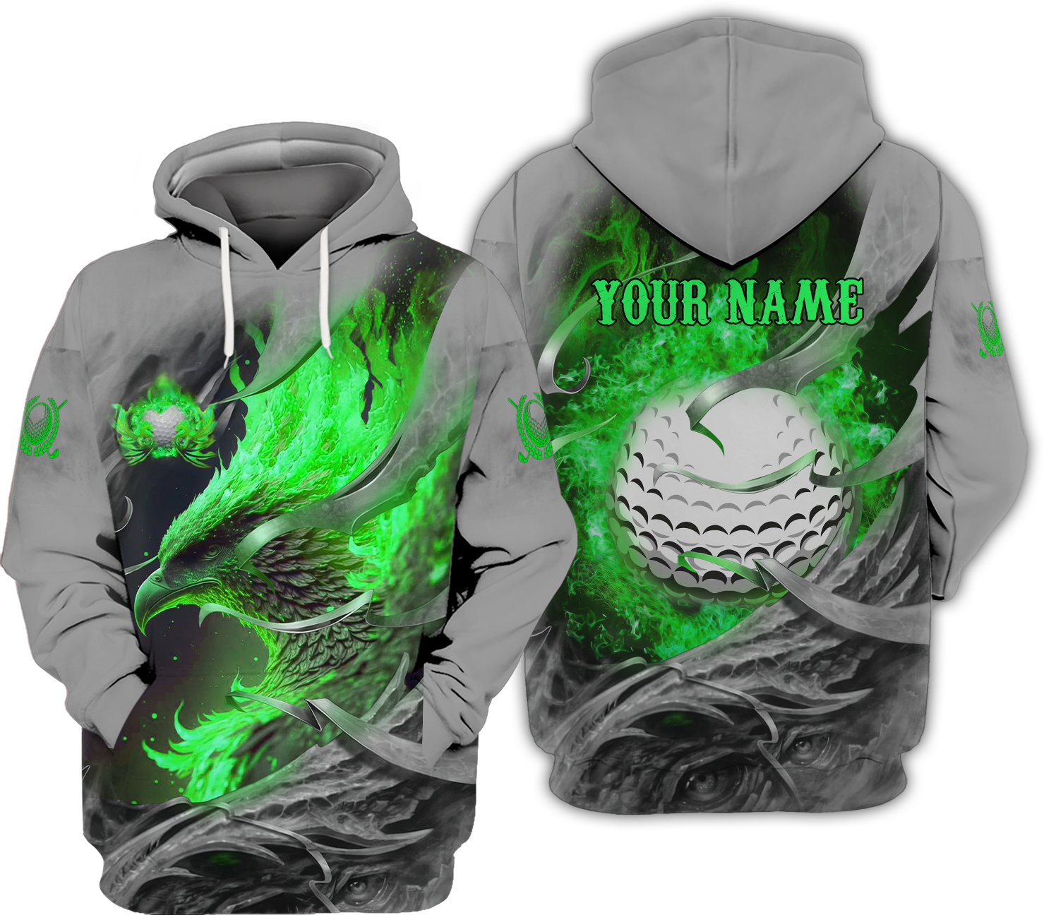 Green Phoenix Custom Golf Polo ShirtGolf Apparel, Golf Gift For Men