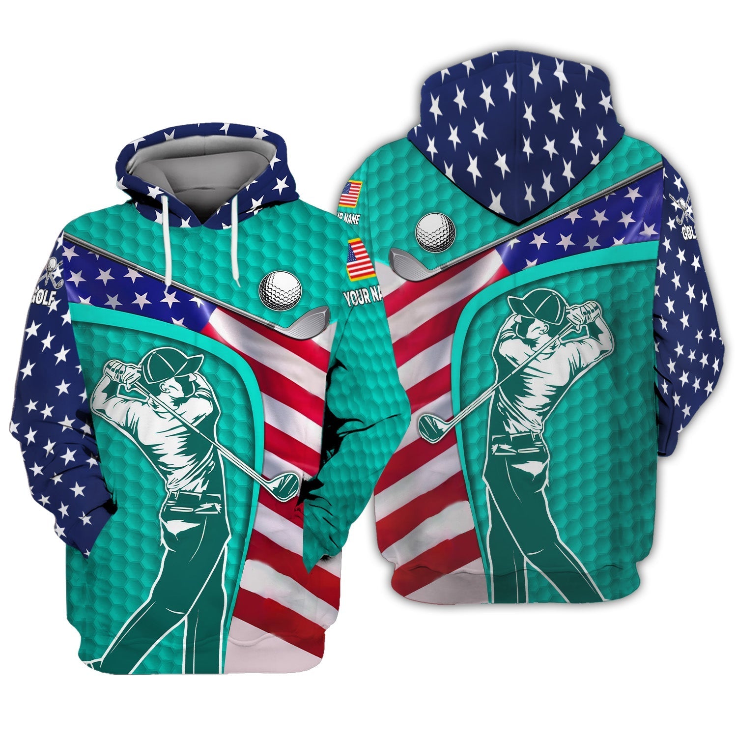 Cyan Custom Men's Golf Polo ShirtGolfing Apparel, Mens Golf Gift